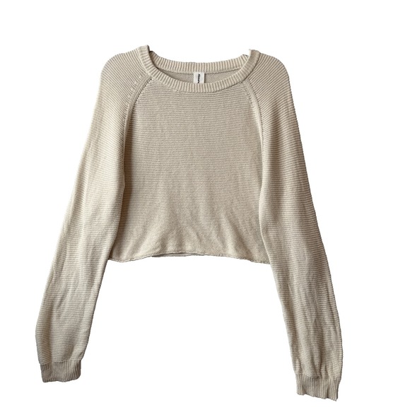 Abound Sweaters - Abound Cream Cropped Knit Long Sleeve Sweater M Quiet Luxury Transitional Layer‎